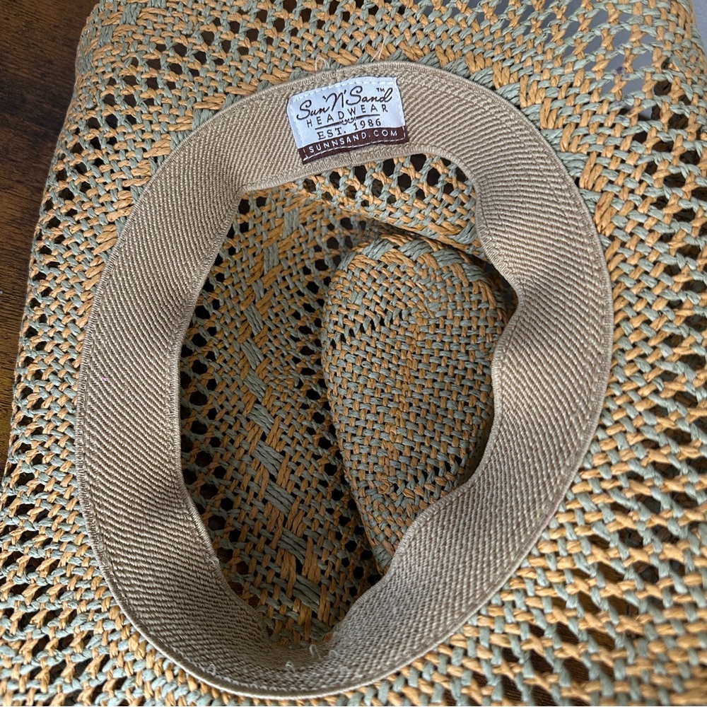 Sun 'N' Sand Woven Straw Cowboy Hat Western Sun Hat Braided Leather Band Boho - Picture 8 of 8